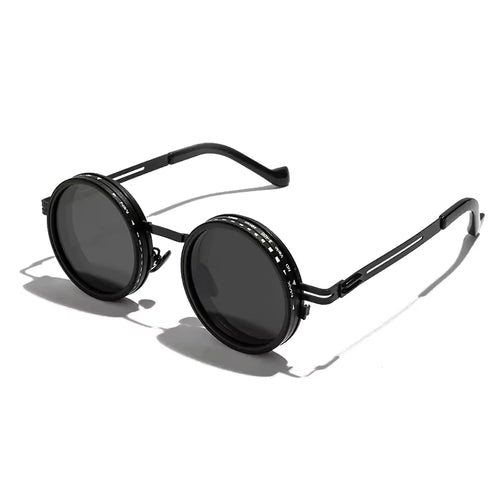 Stylish Retro Metal Round Sunglasses with Adjustable Dimming - Polarized UV400 Protection for All Outdoor Adventures
