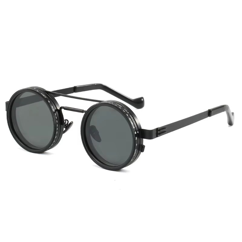 Stylish Retro Metal Round Sunglasses with Adjustable Dimming - Polarized UV400 Protection for All Outdoor Adventures